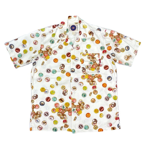 (DESIGNERS) 1990'S～ KARL HELMUT BOTTLE CAP PATTERN ALL OVER PRINT SHORT SLEEVE LOOP COLLAR BOX SHIRT