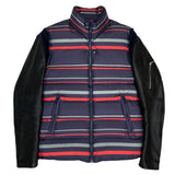 (DESIGNERS) 2000'S～ UNDERCOVERISM SLEEVE LEATHER PANELED STRIPE PATTERN DOWN JACKET