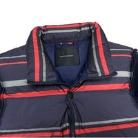 (DESIGNERS) 2000'S～ UNDERCOVERISM SLEEVE LEATHER PANELED STRIPE PATTERN DOWN JACKET