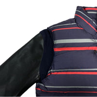 (DESIGNERS) 2000'S～ UNDERCOVERISM SLEEVE LEATHER PANELED STRIPE PATTERN DOWN JACKET