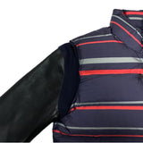 (DESIGNERS) 2000'S～ UNDERCOVERISM SLEEVE LEATHER PANELED STRIPE PATTERN DOWN JACKET