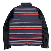 (DESIGNERS) 2000'S～ UNDERCOVERISM SLEEVE LEATHER PANELED STRIPE PATTERN DOWN JACKET