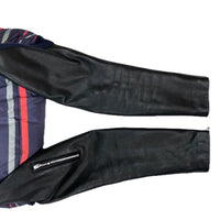 (DESIGNERS) 2000'S～ UNDERCOVERISM SLEEVE LEATHER PANELED STRIPE PATTERN DOWN JACKET