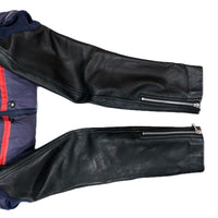 (DESIGNERS) 2000'S～ UNDERCOVERISM SLEEVE LEATHER PANELED STRIPE PATTERN DOWN JACKET