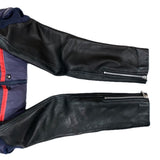 (DESIGNERS) 2000'S～ UNDERCOVERISM SLEEVE LEATHER PANELED STRIPE PATTERN DOWN JACKET