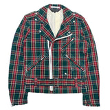 (DESIGNERS) AD2012 MADE IN JAPAN COMME des GARCONS HOMME PLUS PLAID PATTERN COTTON DOUBLE BREASTED BIKER JACKET