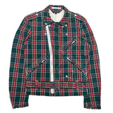 (DESIGNERS) AD2012 MADE IN JAPAN COMME des GARCONS HOMME PLUS PLAID PATTERN COTTON DOUBLE BREASTED BIKER JACKET