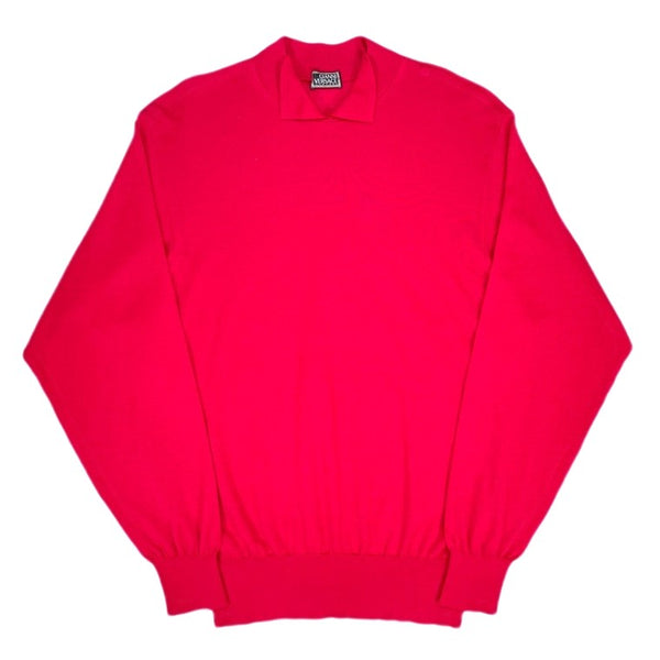 (DESIGNERS) MADE IN ITALY GIANNI VERSACE CASHMERE SILK BLEND DEFORMED COLLAR DESIGN KNIT