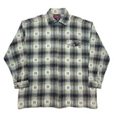 (vintage) 1980'S～ PERMIT PATTERNED SHADOW PLAID PATTERN ZIP UP FLANNEL SHIRT