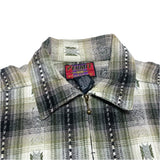 (vintage) 1980'S～ PERMIT PATTERNED SHADOW PLAID PATTERN ZIP UP FLANNEL SHIRT