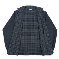 (DESIGNERS) AD1999 COMME des GARCONS HOMME SLEEVE KNIT PANELED DESIGN LATTICE PATTERN WOOL LOOP COLLAR BOX SHIRT