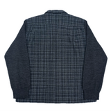 (DESIGNERS) AD1999 COMME des GARCONS HOMME SLEEVE KNIT PANELED DESIGN LATTICE PATTERN WOOL LOOP COLLAR BOX SHIRT