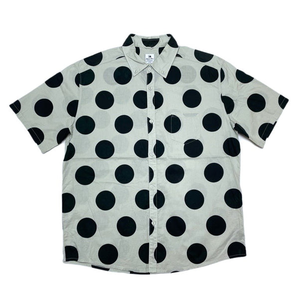 (DESIGNERS) SASQUATCH FABRIX SAMPLE TAG POLKA DOT PATTERN 3 PIECE CLASPED SHORT SLEEVE SHIRT