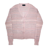 (DESIGNERS) UNUSED DISTRESSED INSIDE OUT COTTON KNIT CARDIGAN