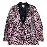 (vintage) 1980'S～ REMINISCENCE LEOPARD PATTERN PRINT CORDUROY 1 BUTTON SHAWL COLLAR BLAZER JACKET