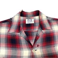 (BORO) 1960'S～ PILGRIM SHADOW PLAID RAYON LOOP COLLAR BOX SHIRT