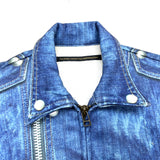 (DESIGNERS) TATA TALKING ABOUT THE ABSTRACTION DENIM RIDERS TRANSFER PRINT ZIP UP SWEAT JACKET