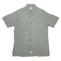 (DESIGNERS) MADE IN ITALY C.P.COMPANY LINEN 100% STRIPED SHORT SLEEVE BOX SHIRT
