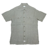 (DESIGNERS) MADE IN ITALY C.P.COMPANY LINEN 100% STRIPED SHORT SLEEVE BOX SHIRT