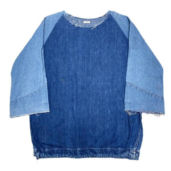 (DESIGNERS) MADE IN JAPAN OLD PARK LAUNDRY BAG REMAKE PULLOVER DENIM SHIRT
