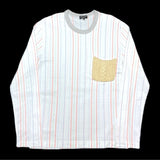 (DESIGNERS) AD2009 COMME des GARCONS HOMME PLUS STRIPE PATTERN STITCHED SHIRT WITH KNIT POCKET