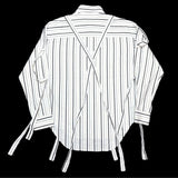 (DESIGNERS) MADE IN JAPAN SYU HOMME FEMME STRIPED BUTTON DOWN SHIRT WITH STRING