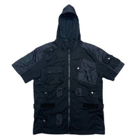 VINTAGE) 2000'S～ AVIREX P.D.W. NYLON PANELED ZIP UP SHORT SLEEVE