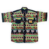 (VINTAGE) 1990'S～ MADE IN KOREA J・V BAD BOYZ GAMBLE PATTERN ALL OVER PRINT SHORT SLEEVE SHIRT