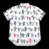(DESIGNERS) AD2016 BLACK COMME des GARCONS SAXOPHONE PLAYING MAN PATTERN ALL OVER PRINT SHORT SLEEVE SHIRT