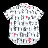 (DESIGNERS) AD2016 BLACK COMME des GARCONS SAXOPHONE PLAYING MAN PATTERN ALL OVER PRINT SHORT SLEEVE SHIRT