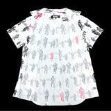 (DESIGNERS) AD2016 BLACK COMME des GARCONS SAXOPHONE PLAYING MAN PATTERN ALL OVER PRINT SHORT SLEEVE SHIRT