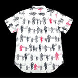 (DESIGNERS) AD2016 BLACK COMME des GARCONS SAXOPHONE PLAYING MAN PATTERN ALL OVER PRINT SHORT SLEEVE SHIRT
