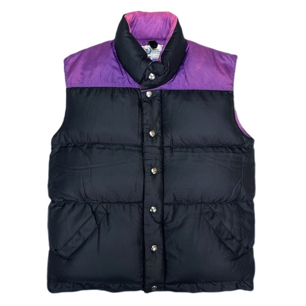 (VINTAGE) MADE IN USA CRESCENT DOWN WORKS PANELED RIP STOP DOWN VEST