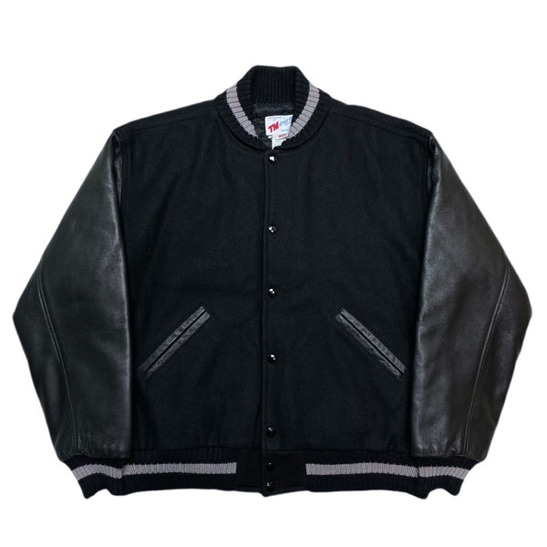 (VINTAGE) 1990'S～ MADE IN USA TM ATHLETICS SLEEVE LEATHER PLAIN VARSITY JACKET