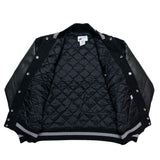 (VINTAGE) 1990'S～ MADE IN USA TM ATHLETICS SLEEVE LEATHER PLAIN VARSITY JACKET