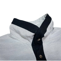 (DESIGNERS) 1990'S～ FINAL HOME FRONT STRIPE PATTERN PANELED DESIGN STAND UP COLLAR SHORT SLEEVE SHIRT