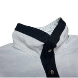 (DESIGNERS) 1990'S～ FINAL HOME FRONT STRIPE PATTERN PANELED DESIGN STAND UP COLLAR SHORT SLEEVE SHIRT