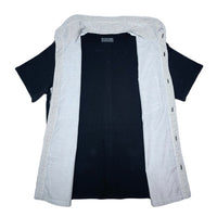 (DESIGNERS) 1990'S～ FINAL HOME FRONT STRIPE PATTERN PANELED DESIGN STAND UP COLLAR SHORT SLEEVE SHIRT
