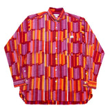 (designers) 2001 GENERAL RESEARCH TOTAL PATTERN PRINT SAFETY PIN FASTENING DESIGN 3 POINT FASTENING BUTTON DOWN STRETCH SHIRT