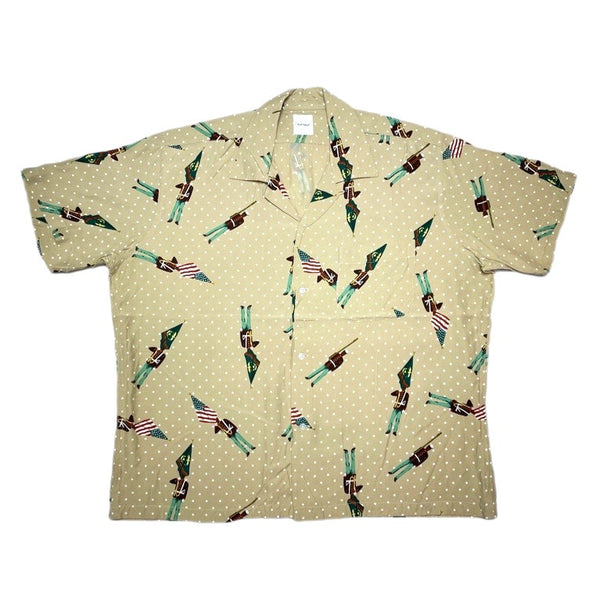 (DESIGNERS) 1990'S～ KARL HELMUT MARCHING BAND TOTAL PATTERN X POLKA DOT RAYON LOOP COLLAR SHORT SLEEVE BOX SHIRT
