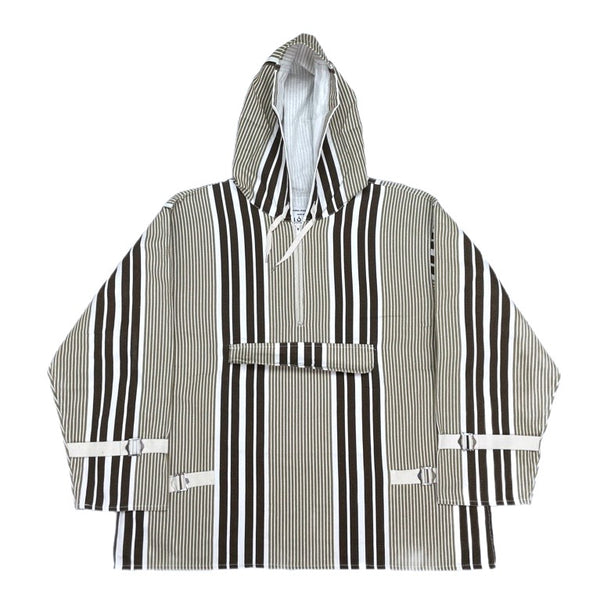 (DESIGNERS) NOMA t.d. STRIPED PATTERN COTTON ANORAK PARKA WITH ADJUSTER BELT