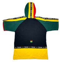 (T-SHIRT) 1990'S～ MARIJHUANA RASTA COLOR LOGO EMBROIDERED HOODED T-SHIRT