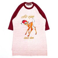 DESIGNERS) 1990'S beauty beast BAMBI EMBROIDERED RAGLAN SLEEVE T