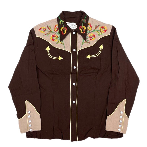 (VINTAGE) 1960'S～ CALIFORNIA RANCHWEAR INC EMBROIDERED RAYON WESTERN SHIRT