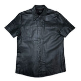 (VINTAGE) 1990'S～ BCBG MAXAZRIA FLY FRONT STYLE PEFORATED LEATHER SHORT SLEEVE SHIRT