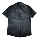 (VINTAGE) 1990'S～ BCBG MAXAZRIA FLY FRONT STYLE PEFORATED LEATHER SHORT SLEEVE SHIRT