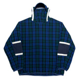 (DESIGNERS) MADE IN JAPAN PHINGELIN LATTICE PATTERN DEFORMED NECK DESIGN SLEEVE NYLON PANELED FLEECE JACKET