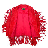 (VINTAGE) UNKNOWN LEOPARD PATTERN FAUX FUR PANELED SUEDE FRINGE JACKET