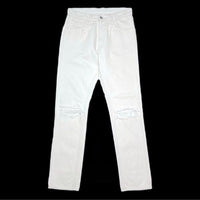 (DESIGNERS) MADE IN JAPAN UNUSED DISTRESSED 5 POCKET COLOR DENIM PANTS