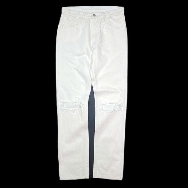 (DESIGNERS) MADE IN JAPAN UNUSED DISTRESSED 5 POCKET COLOR DENIM PANTS